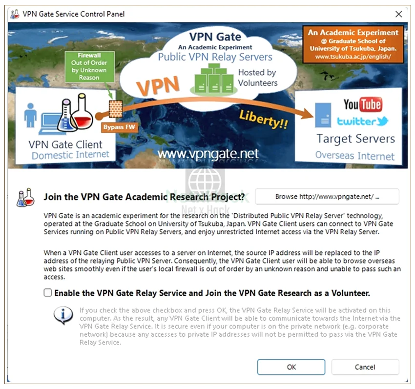 Enable the VPN Gate Relay Service and Join the VPN Gate Research as a Volunteer